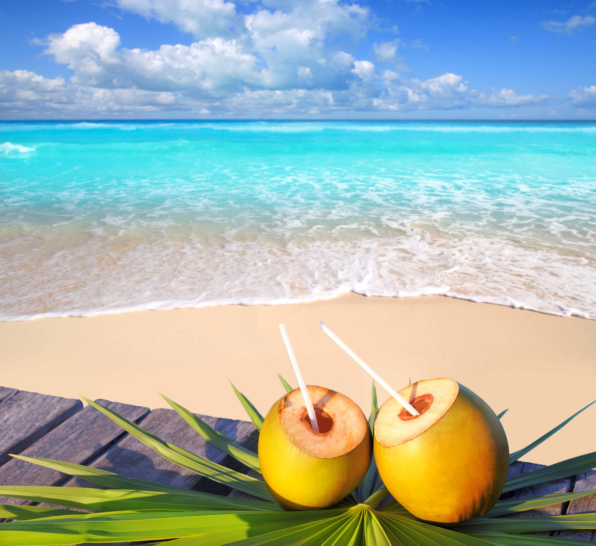 Caribbean Paradise Beach Coconuts Cocktail